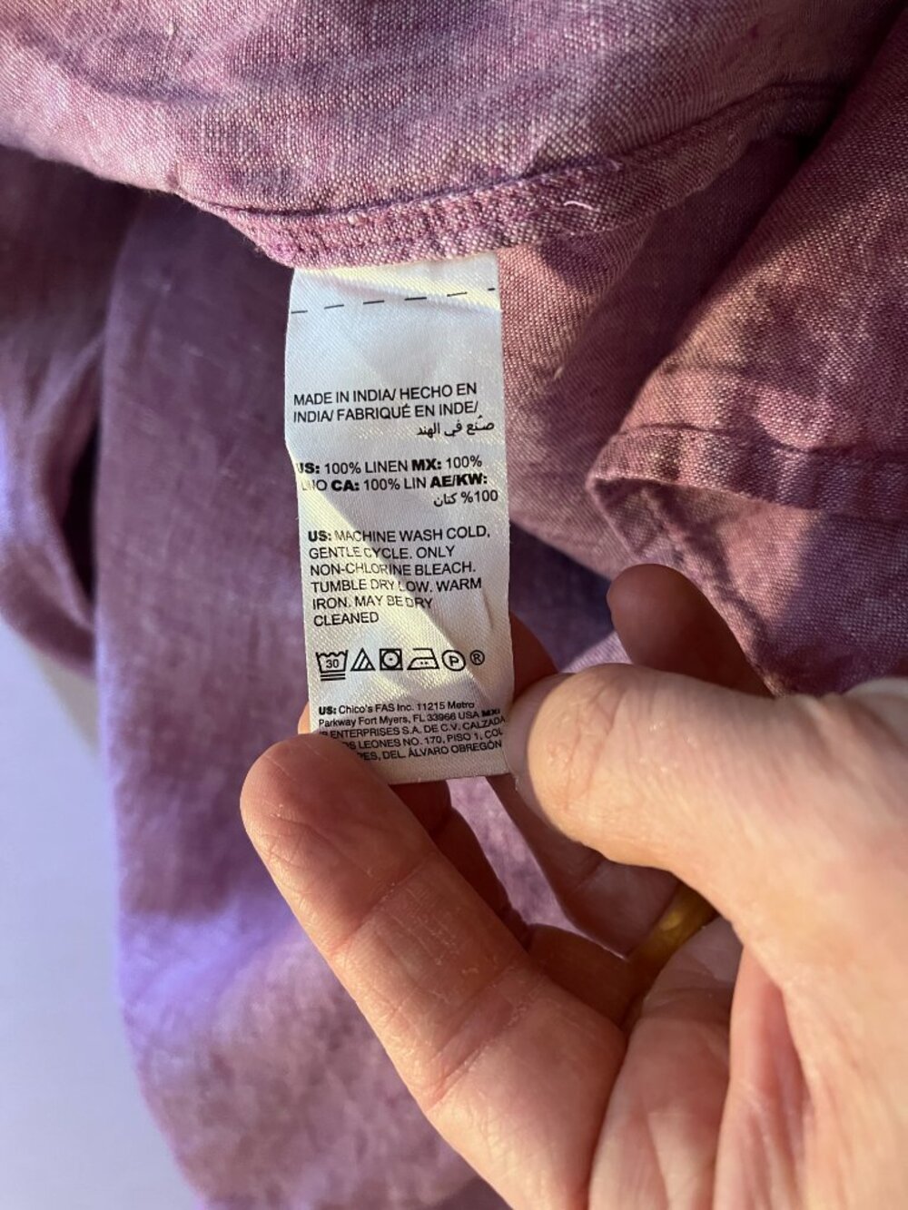 Chico's Size 4 (20-22) Linen Tunic Top Pinkish-Purple - Picture 10 of 10